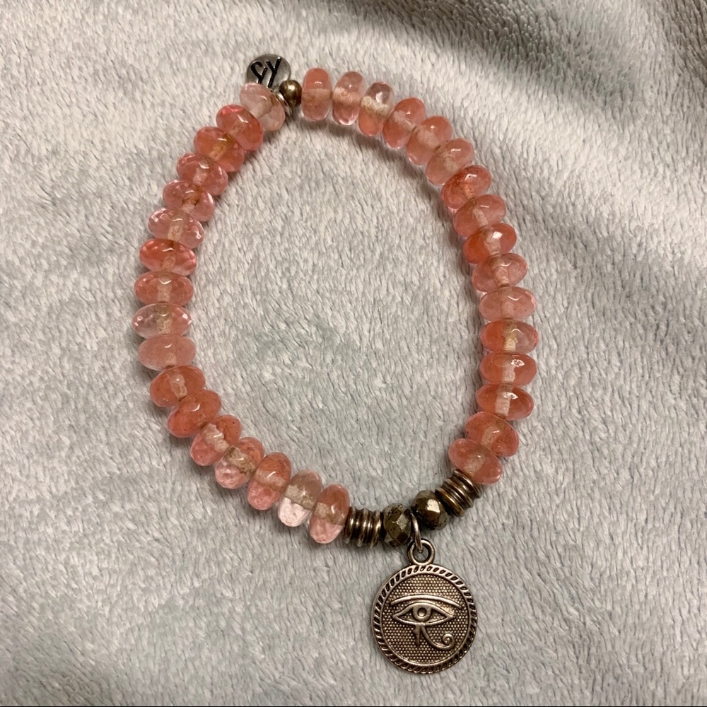T. Jazelle watermelon jade, Eye of Horus bracelet